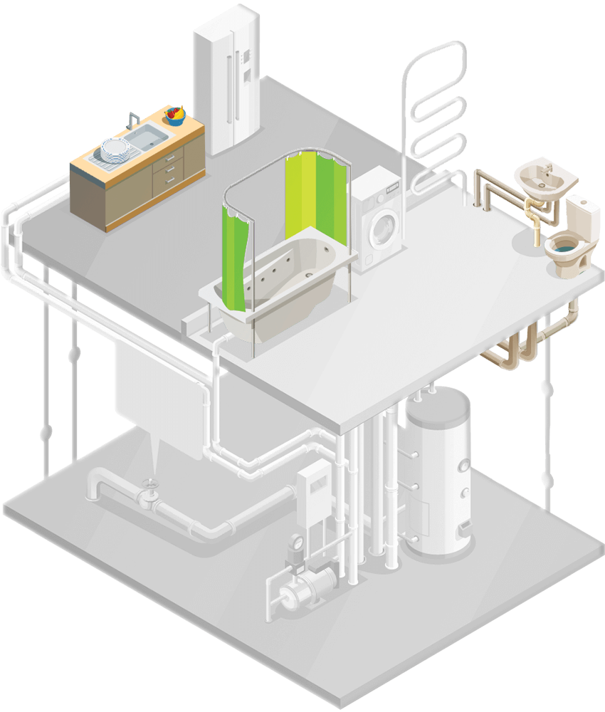 Illustration services plomberie et chauffage Lumin-eau